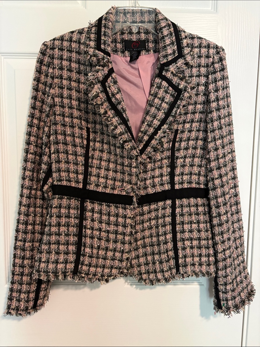 True Meaning Pink and Black Tweed Blazer